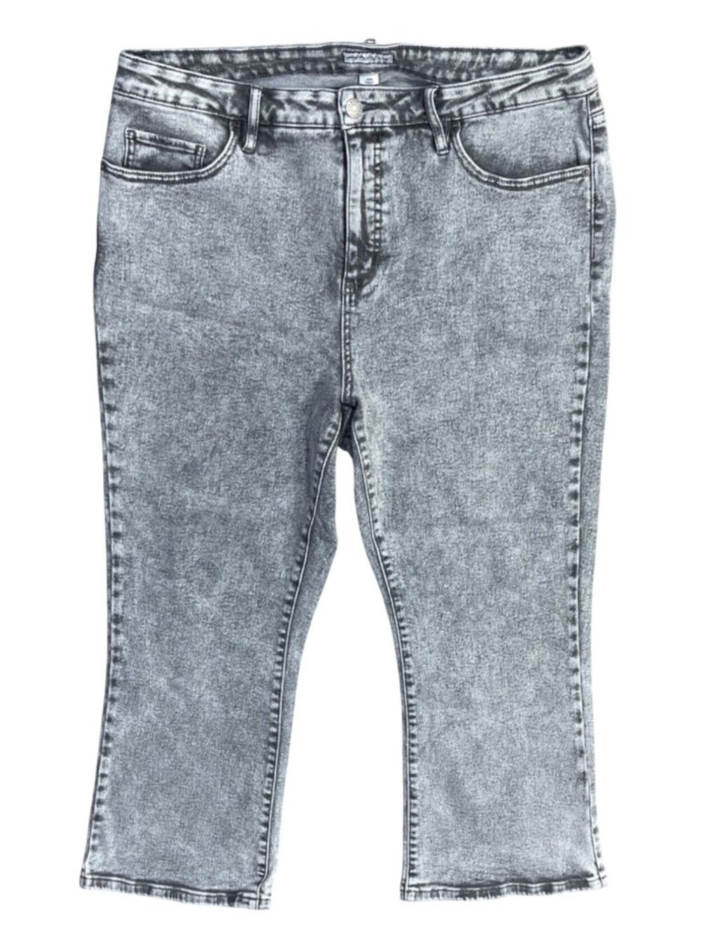 Ava & Viv Denim Jeans Acid Wash Black Crop Flare Size 18W Stretch